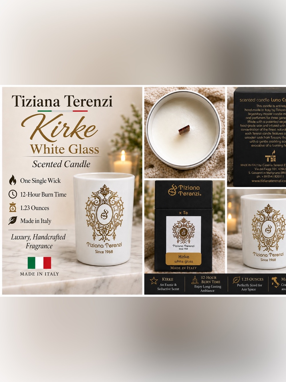 Kirke White Glass Scented Candle